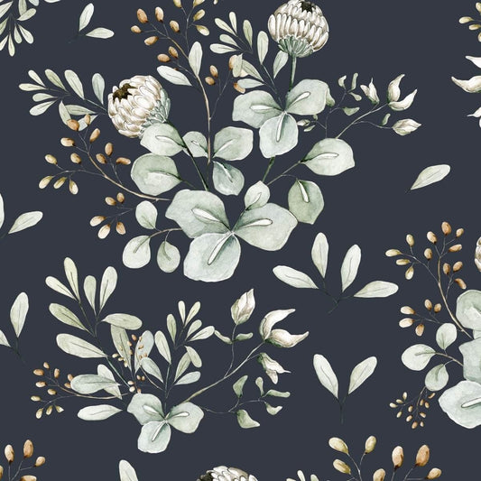 'Clover Navy Blue' ' Behang