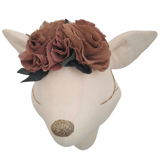 Cerf - Beige clair - Fleurs