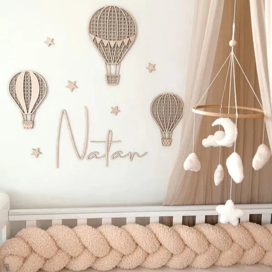 Houten luchtballonnen naam set