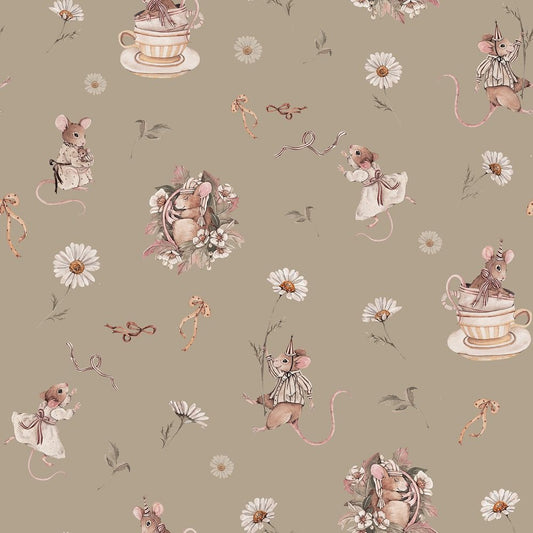 Daisies & mice - Behang -Green 2 rollen