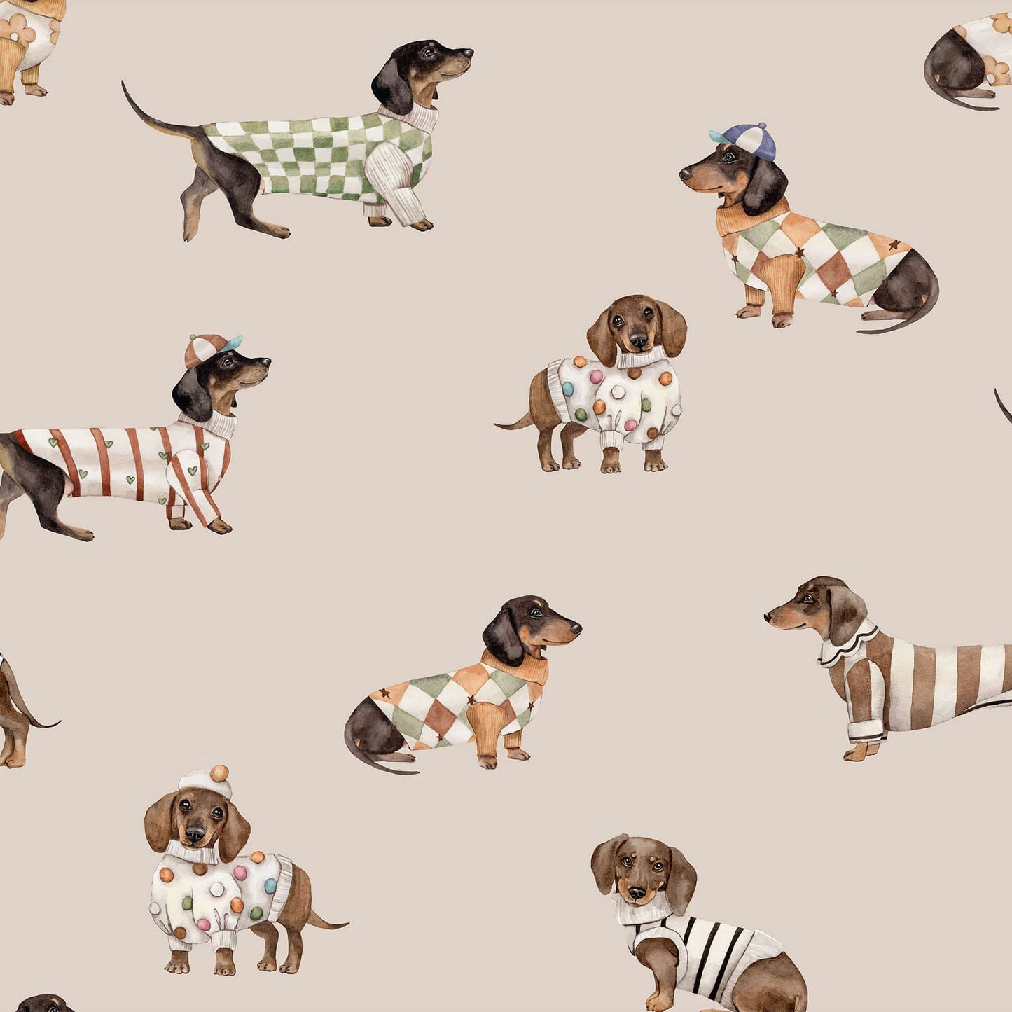 Hondenbehang, teckels - beige