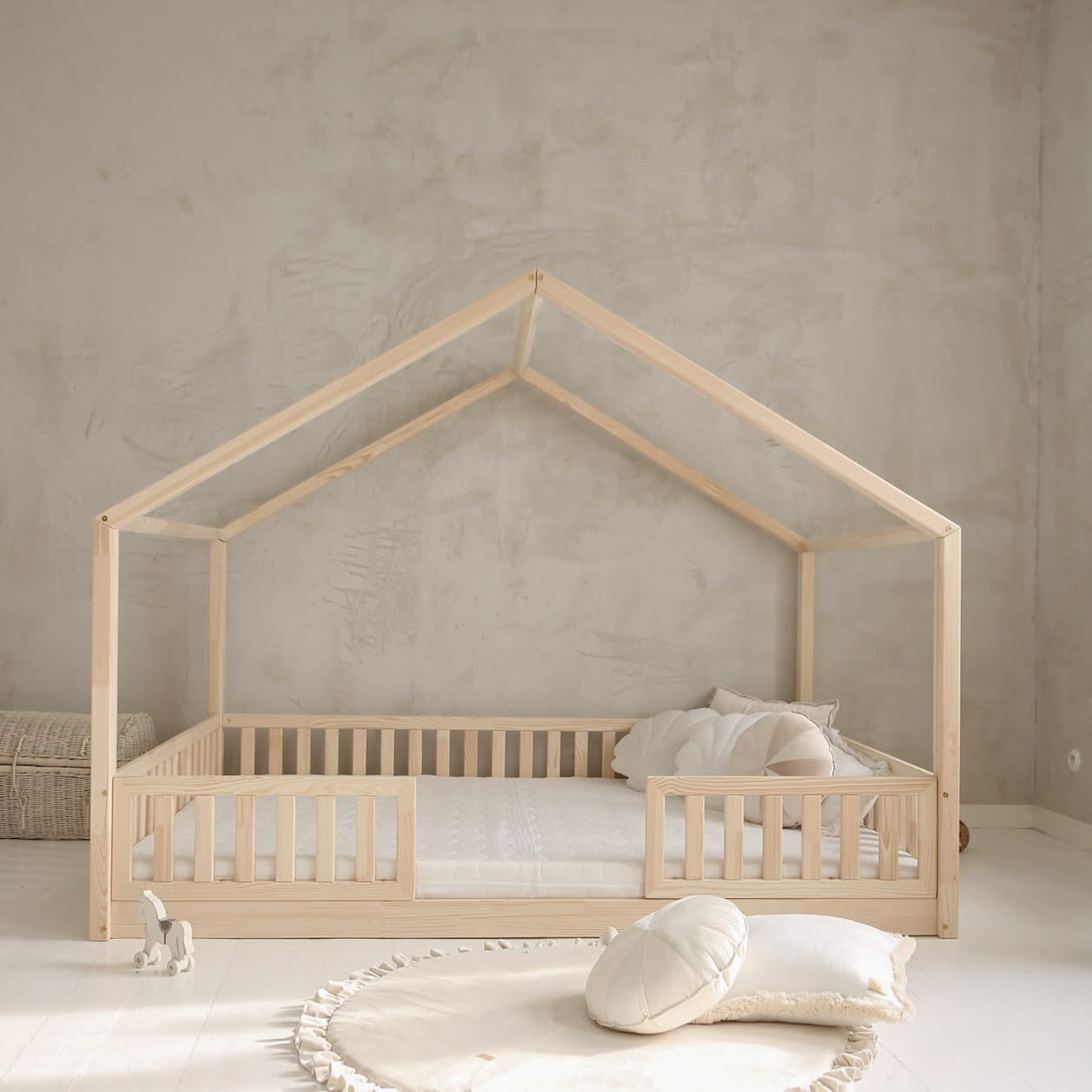 Lit cabane Lima Duo avec barrière 200x140 cm