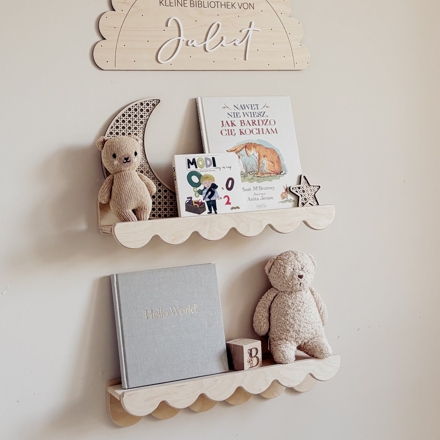 Wooden wall shelf Lune