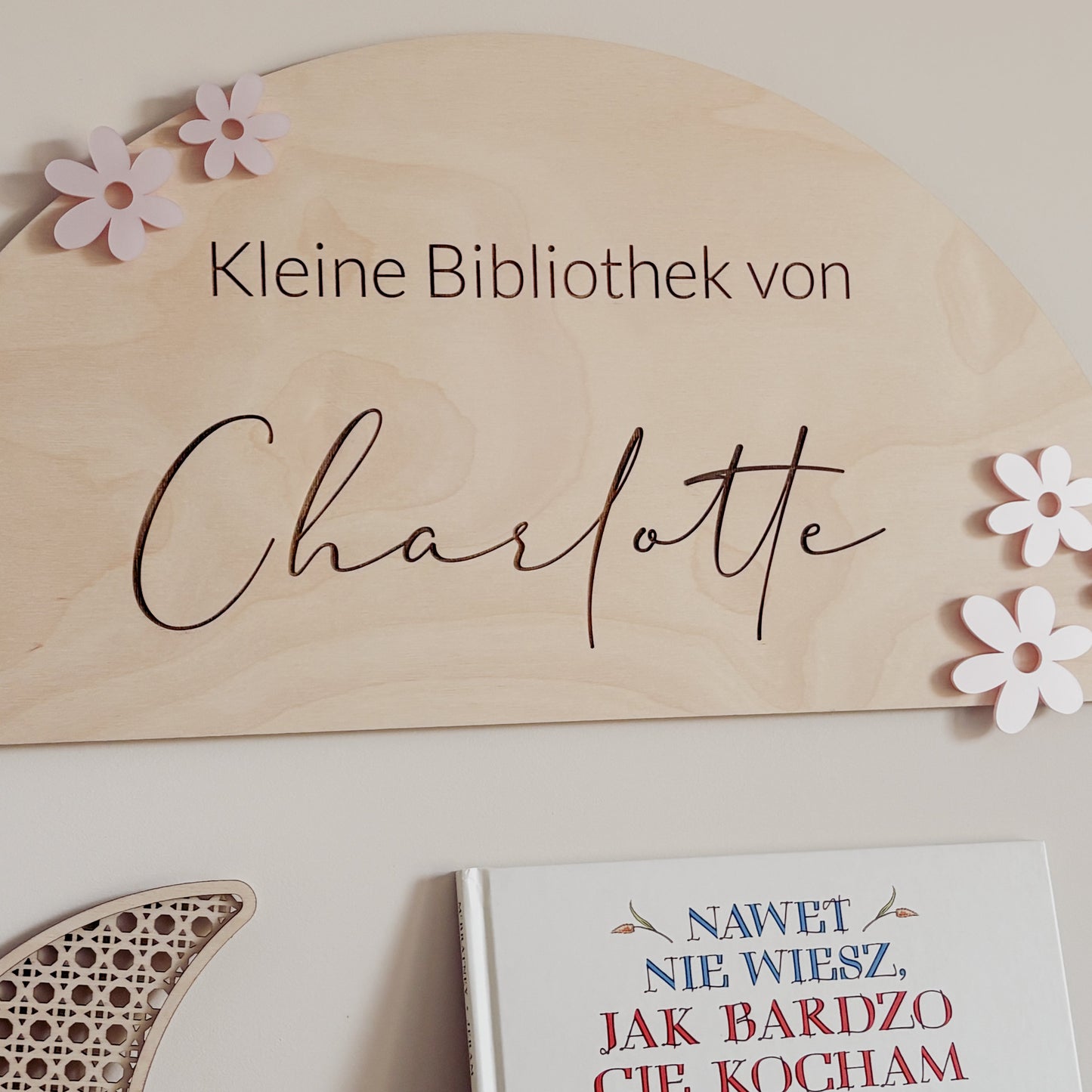 Bibliotheek / Speelhoek bord Roze madeliefjes