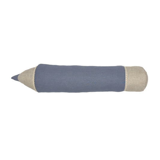 Decoratiekussen linnen potlood met naam - Blue