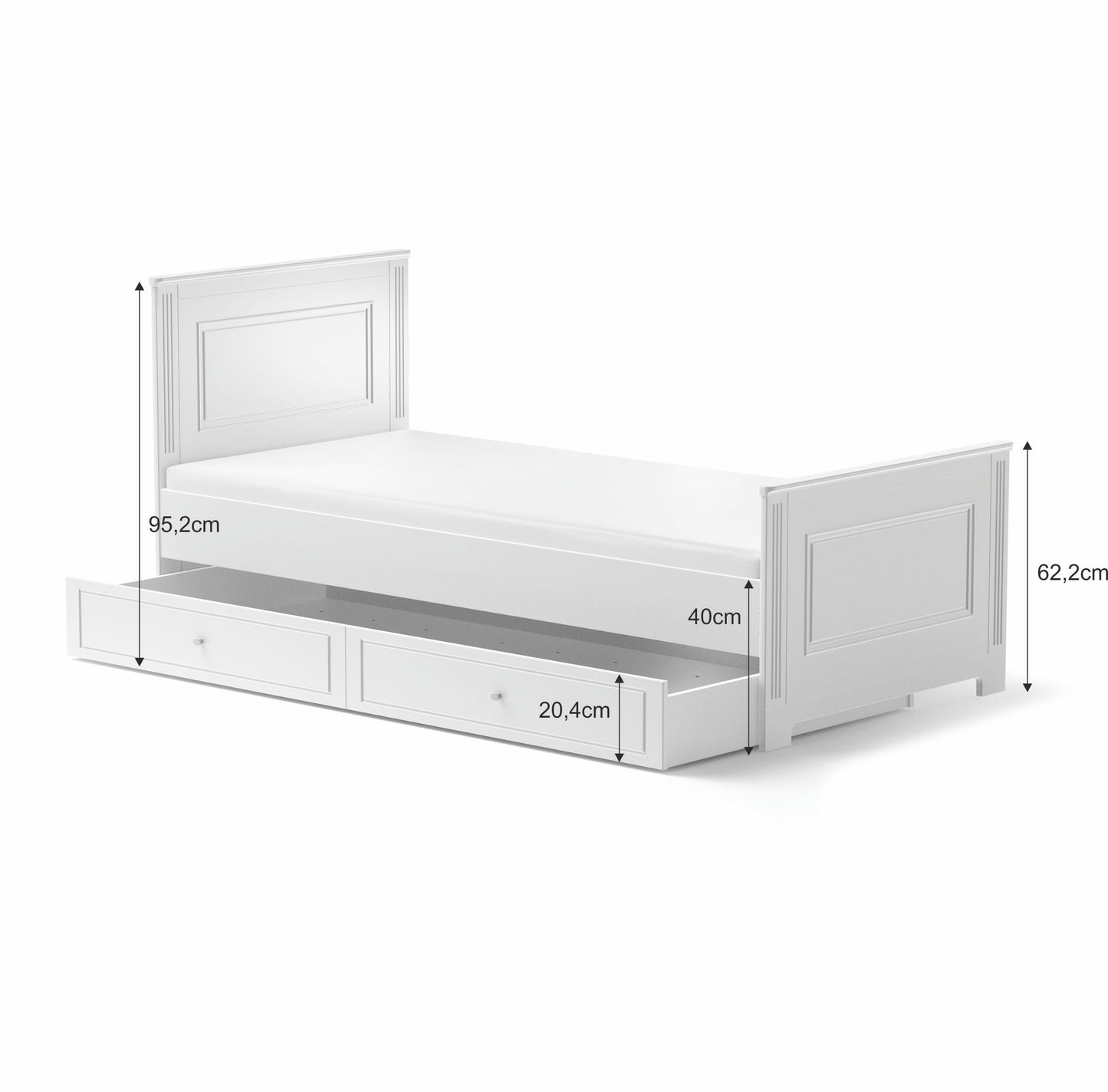 Bed Imme with (sleep) drawer - White 90 x 200cm