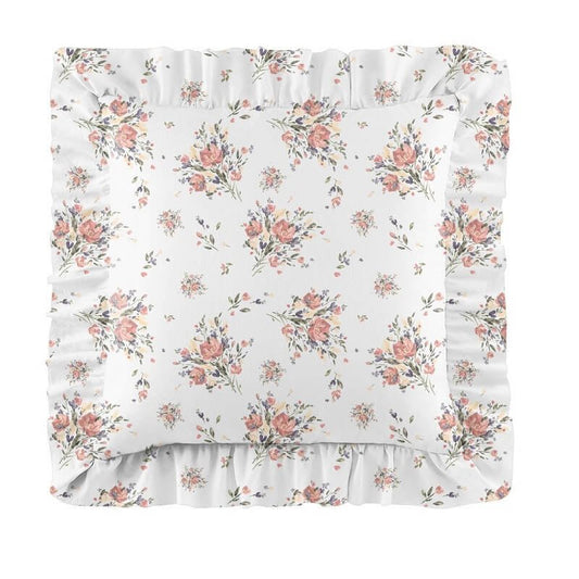 Housse de coussin Fleurs Vintage à volants