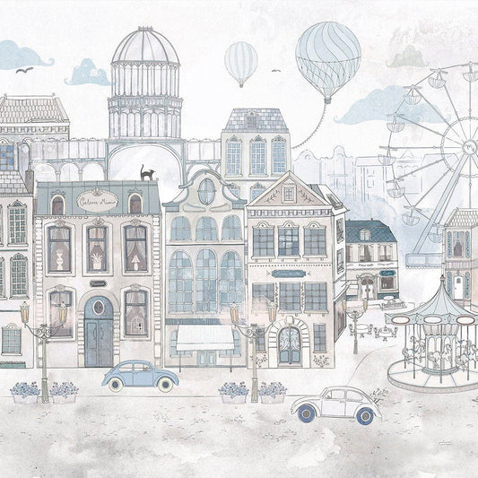 The little Paris-Blue-Wallpaper