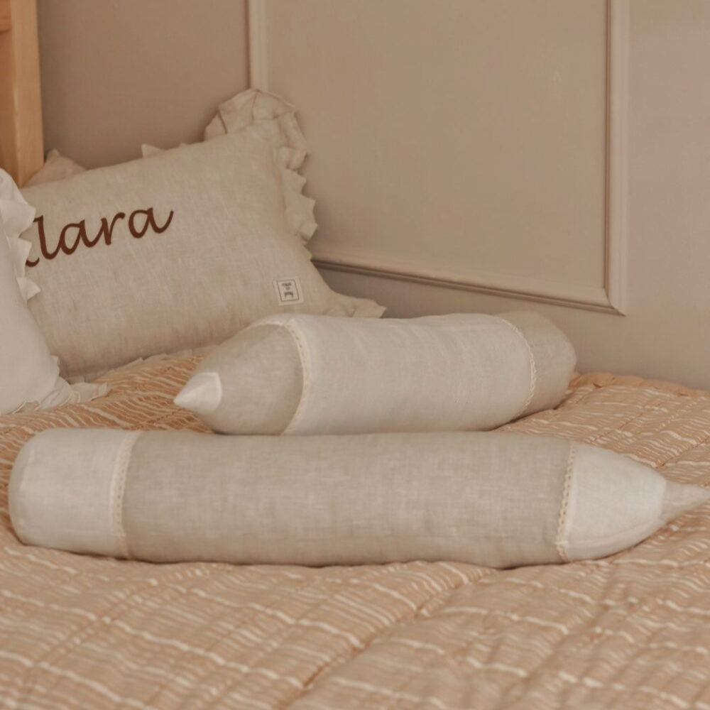Decorative cushion linen pencil Cream with name