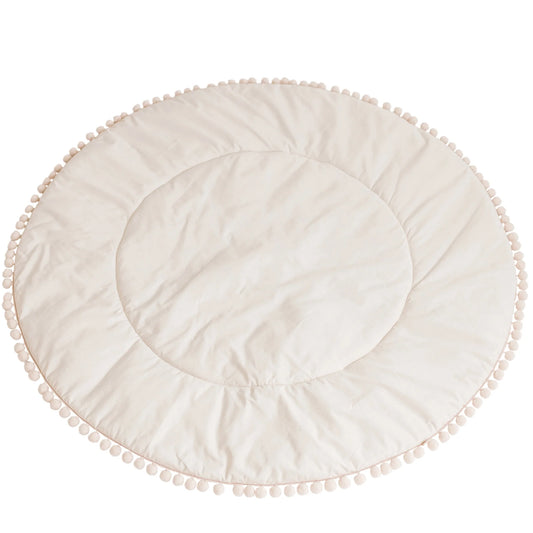 Ecru play mat with pompom edge