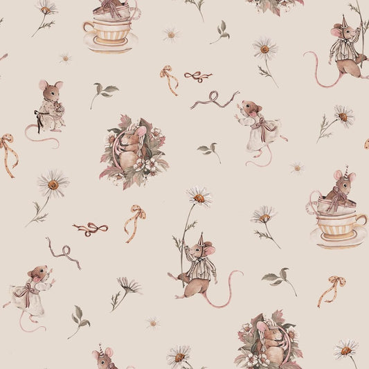 Mice & Daisies-  Behang-Light Beige