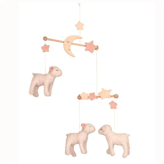 Mobile - Lambs, including wooden holder