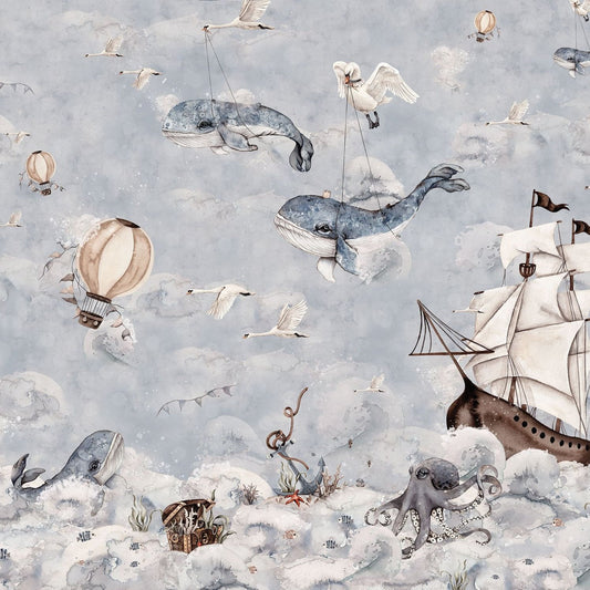 Sky Ocean- Heavenly Blauw-Behang