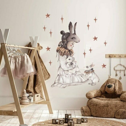 Dream bunny Girl 150 x 100 cm Wandsticker