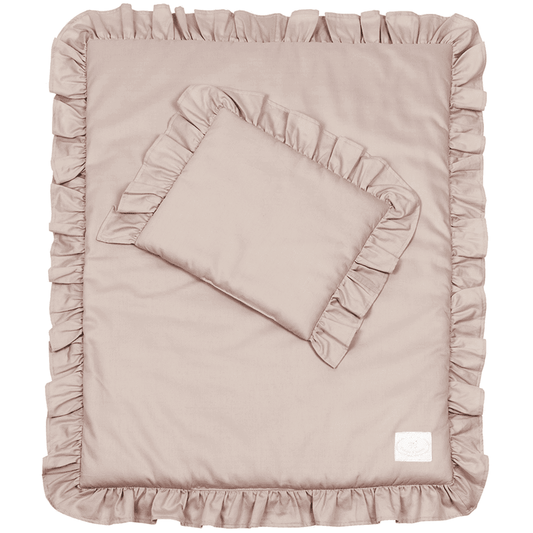 Newborn 'Margaret' linen set with ruffles Dusty pink - Cotton &amp; Sweets 80 x 100cm