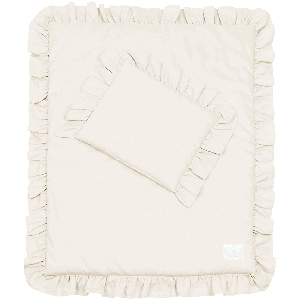 Newborn 'Margaret' linen set with ruffles Vanilla - Cotton &amp; Sweets 80 x 100cm