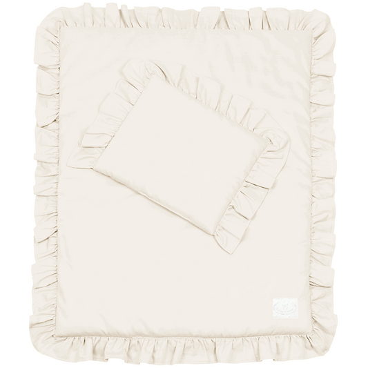 Newborn 'Margaret' linnen set met ruffles Vanilla - Cotton & Sweets  80 x 100cm