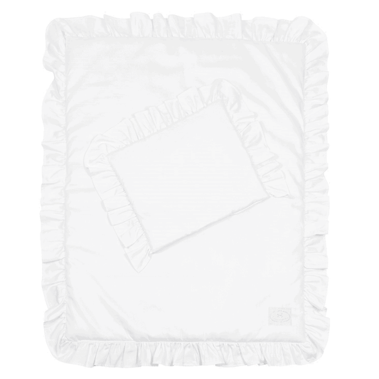 Newborn 'Margaret' linen set with ruffles White - Cotton &amp; Sweets 80 x 100cm