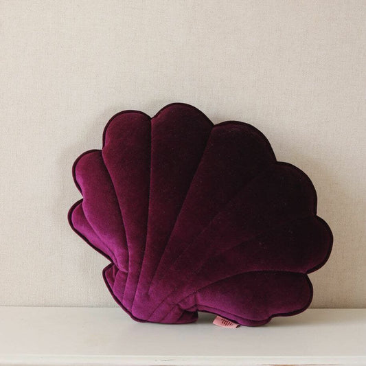 Velvet sierkussen schelp, 'Plum Pearl' -MoiMili