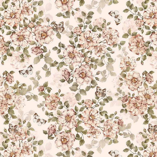 'Roses with butterflies '  Behang