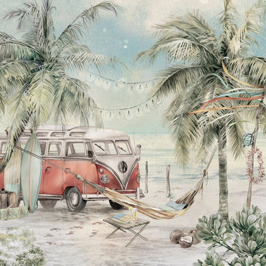 Surf Camp- Mint -Behang