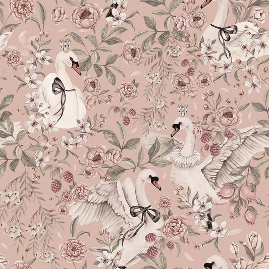 Swan Queen behang -roze- 2 rollen