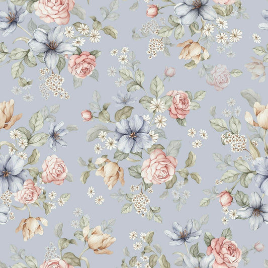 Flowers- Azur - Behang