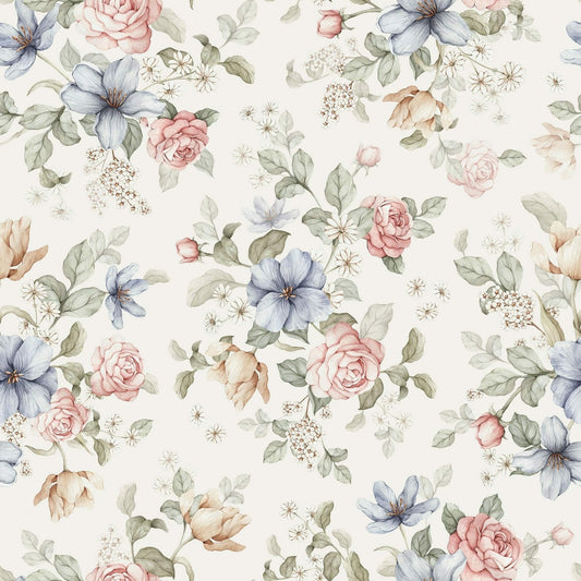 Flowers- Ecru - Behang
