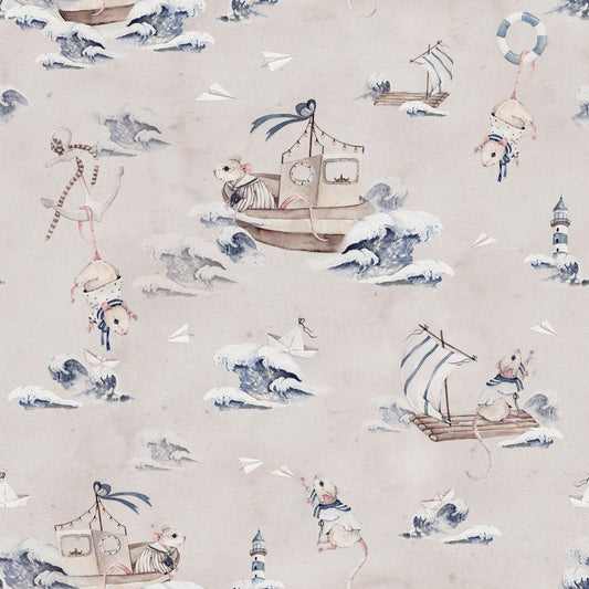 Mice at Sea- Behang -Beige