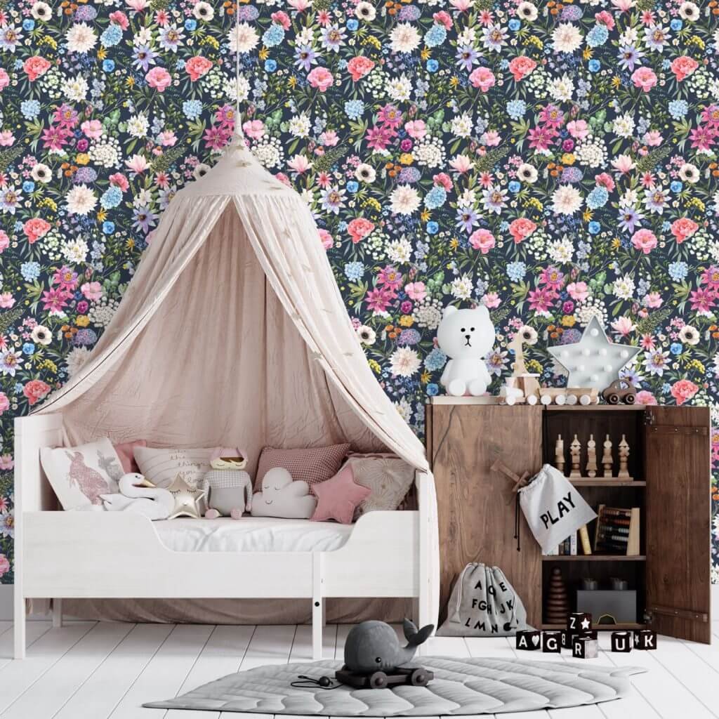 Navy Bloom - 2 rouleaux - Papier peint