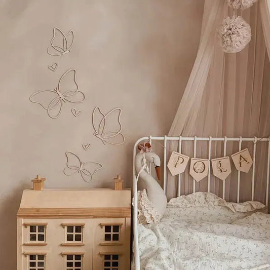 Houten vlinder set muurdecoratie 4stuks