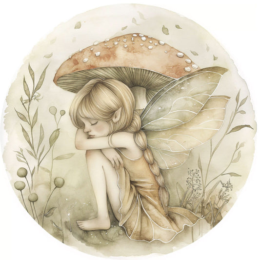 Forest Mushroom Fairies - Circle Wandsticker
