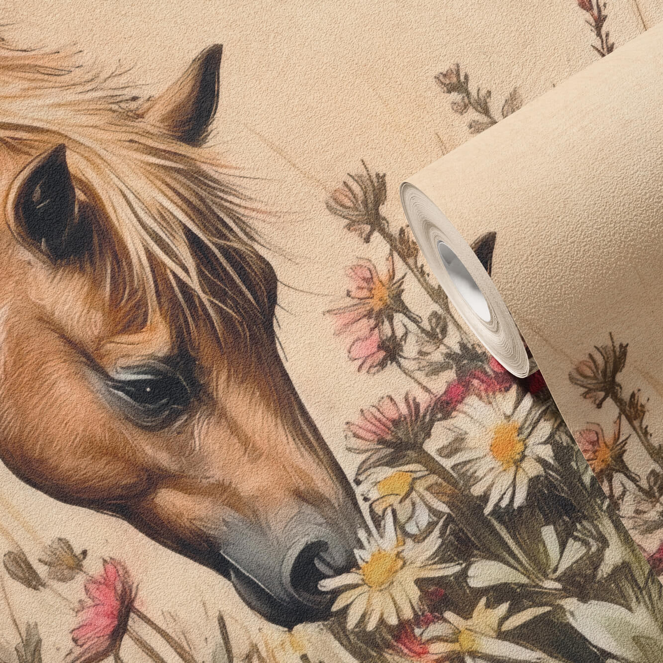 Wildflower horse Behang