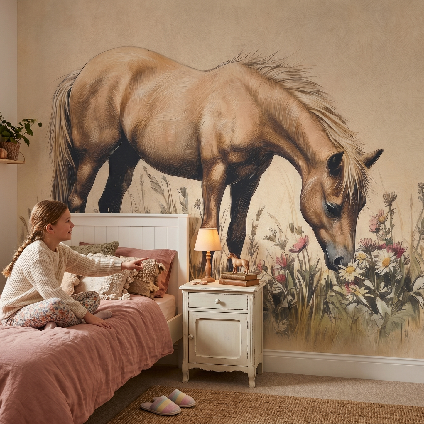 Wildflower horse Behang