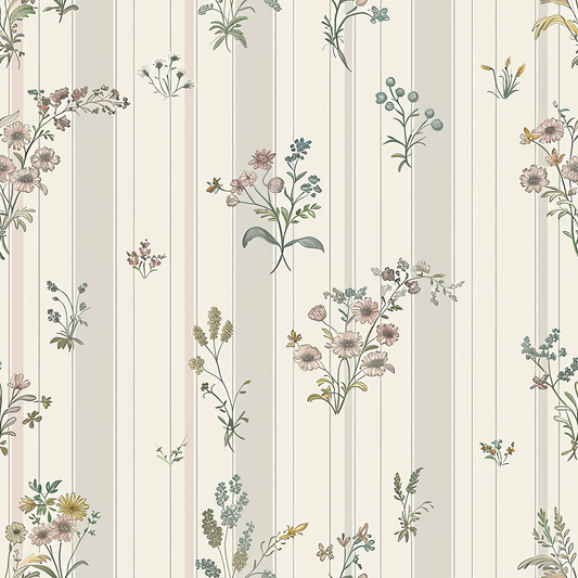 Wallpaper Flowers and Stripes - 2 rolls