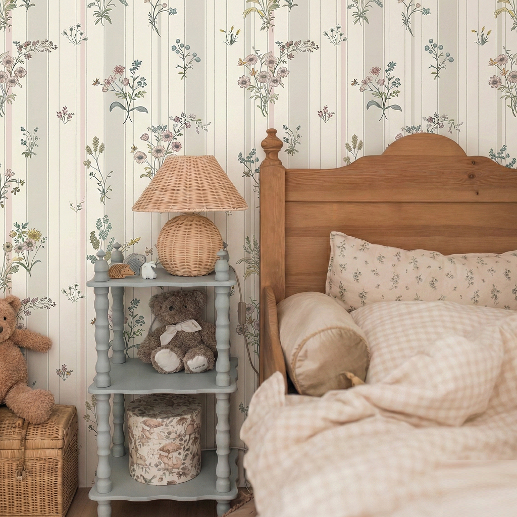 Wallpaper Flowers and Stripes - 2 rolls