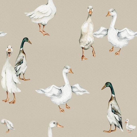 'White ducks ' Behang