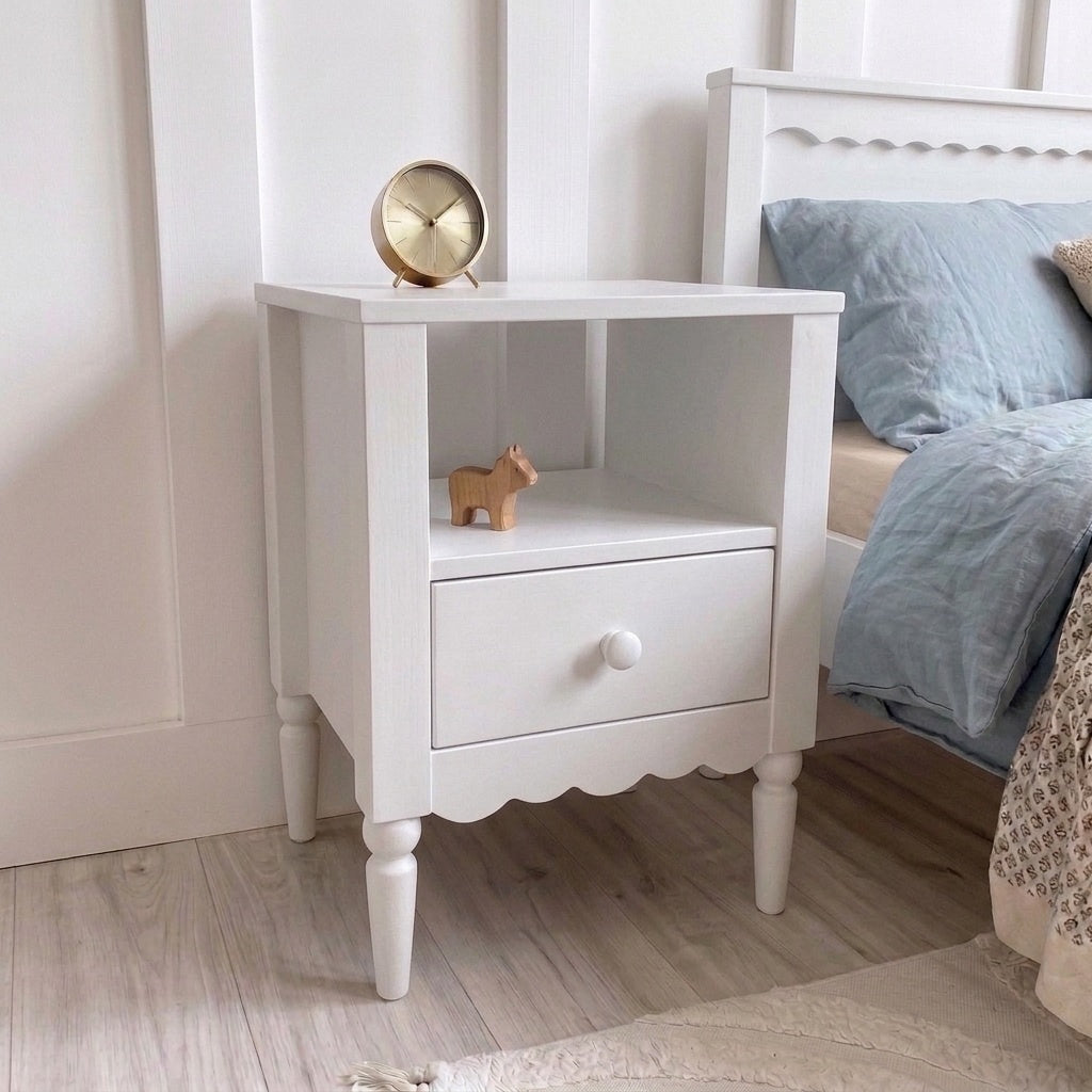 Vintage oak bedside table  White- Cloud frills