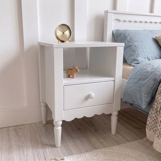 Vintage oak bedside table  White- Cloud frills