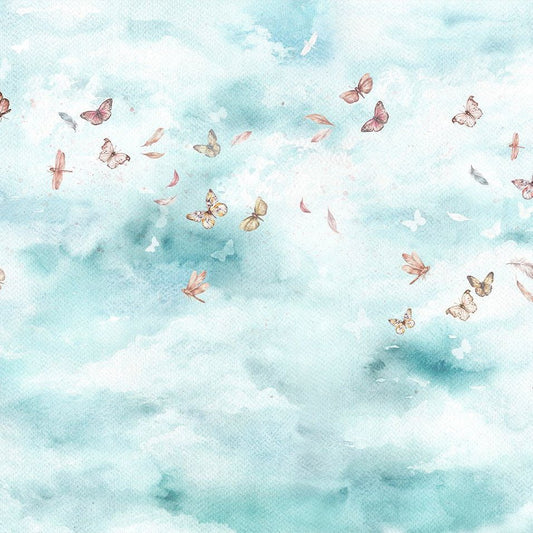 Clouds- Mint-Behang
