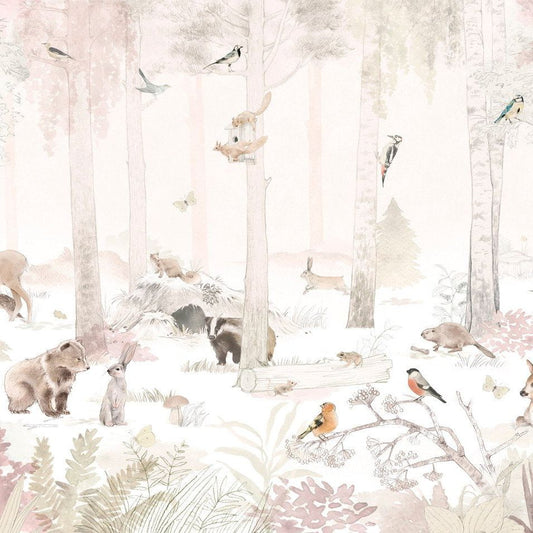 Wood Family -Pink- Behang