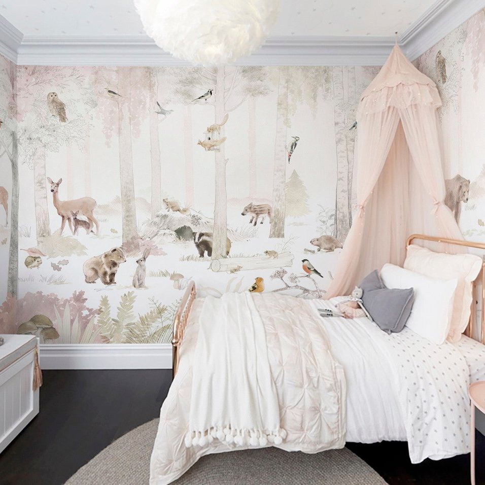 Wood Family -Pink- Behang