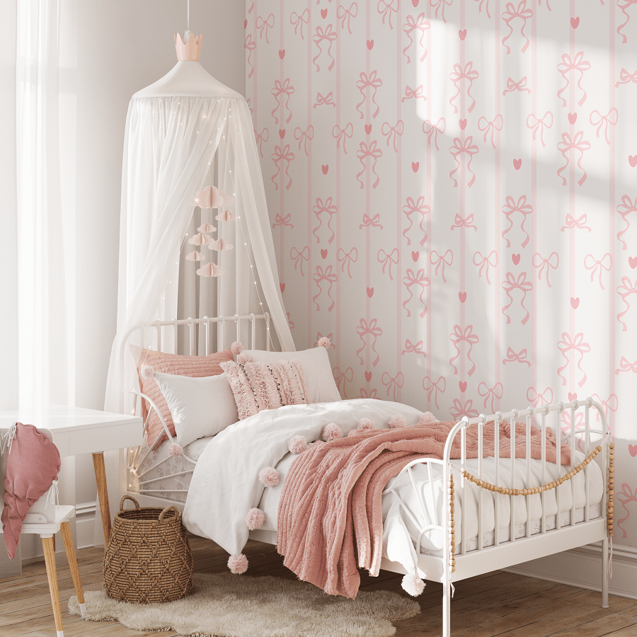 Wallpaper Stripes and Bows of Roses - 2 rolls