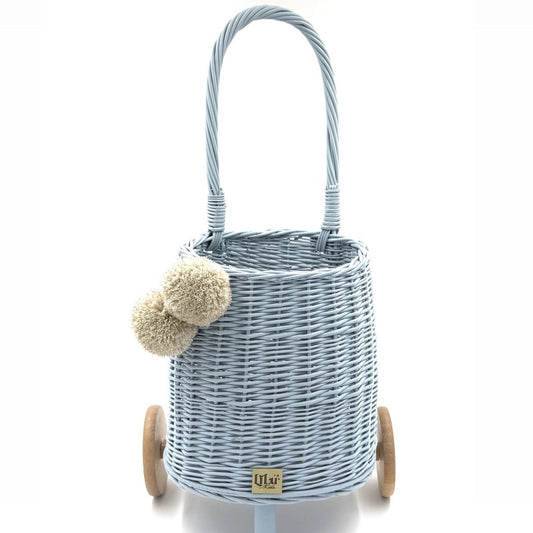 Rieten Poppenwagen 'BUGGY' Baby Blue