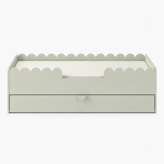 Nomi Montessori Sage bed met lade, 80 × 160 cm