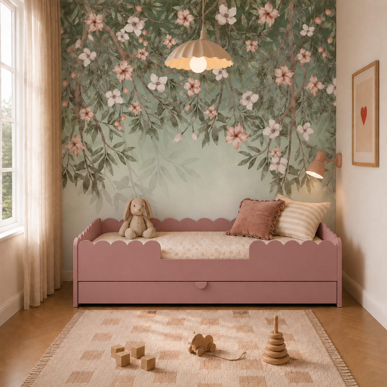 Nomi Montessori bed Vintage Rose 80x160 met lade