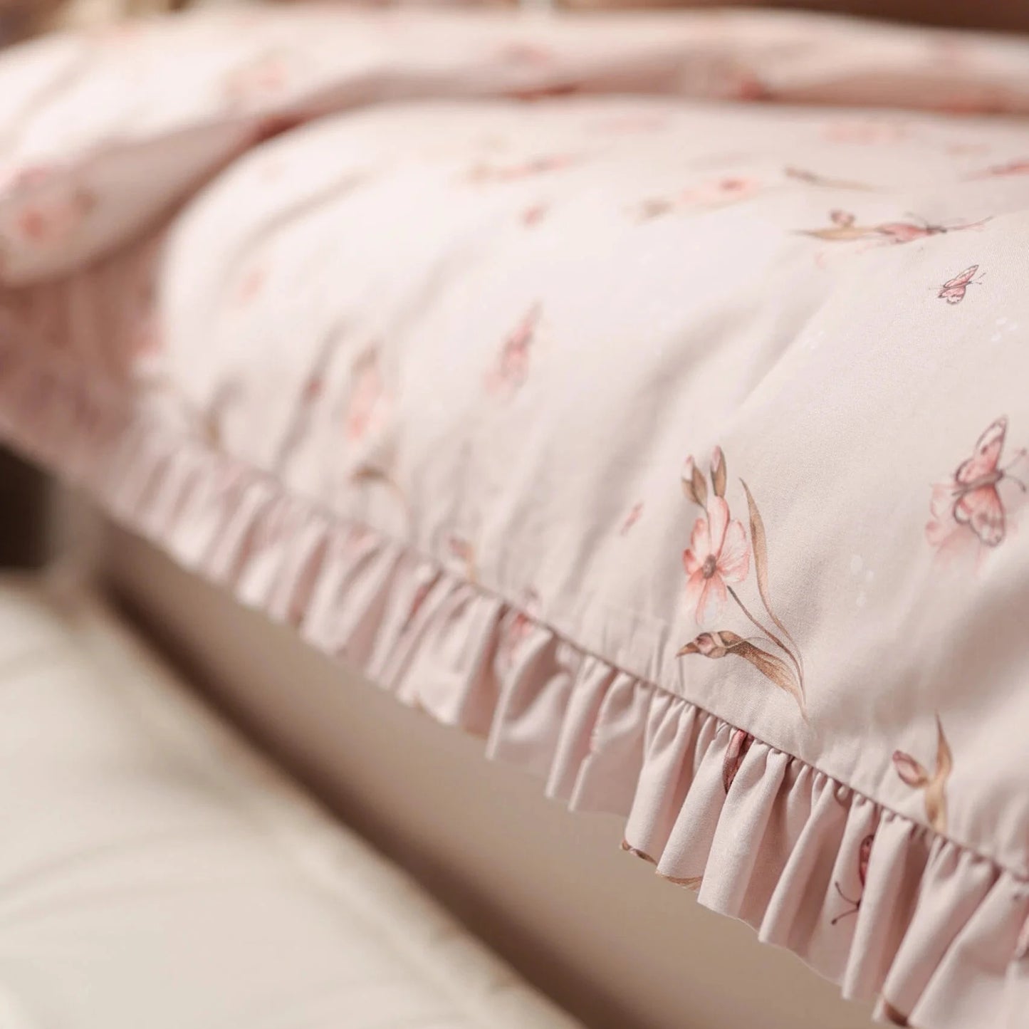 Beddengoed met ruches Retro vlinders