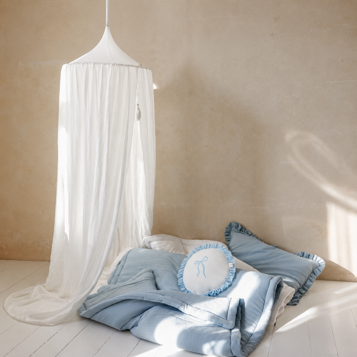 Muslin Bed Canopy - White