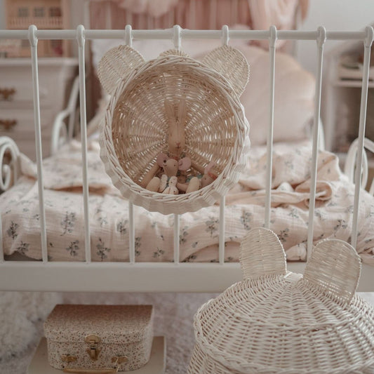 Rotan Beren wand opbergmand -Off white
