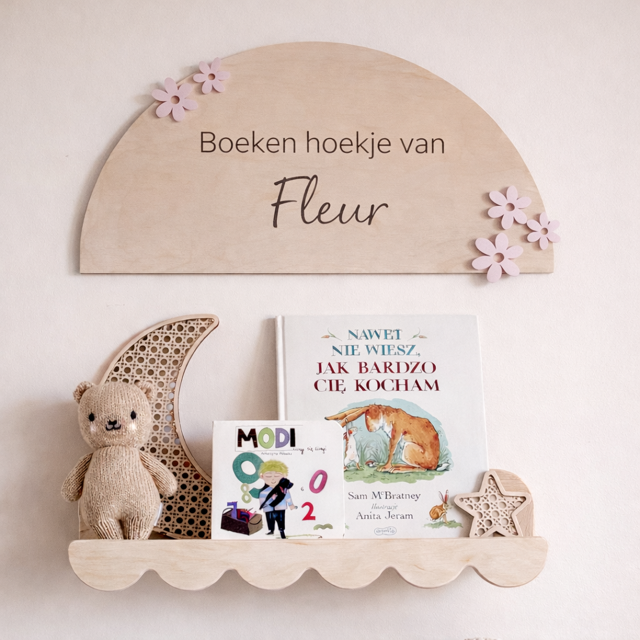 Bibliotheek / Speelhoek bord Roze madeliefjes